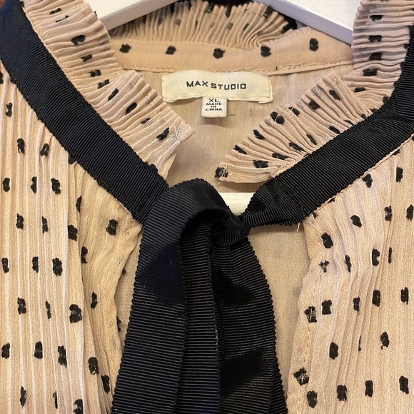 Max Studio Chiffon Polka Dot Short Sleeve Blouse size XL - Picture 5 of 12